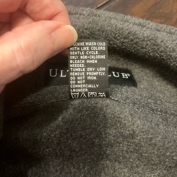 UltraClub Men’s Iceberg Fleece Charcoal Gray Full Zip Up Jacket - Picture 3 of 5